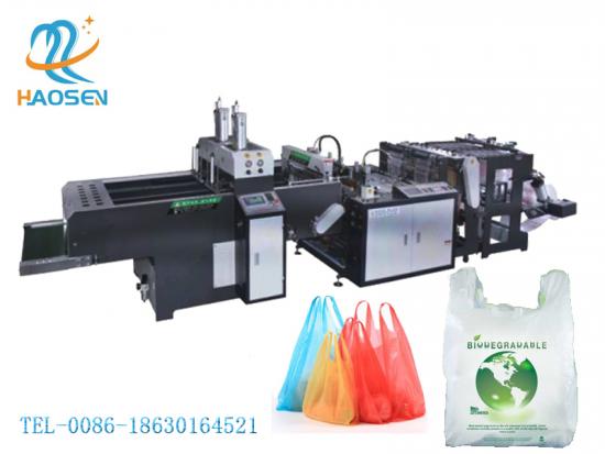 Full Automatic High Speed Plastic Biogegrabable Shopping (T-shirt) Bag Making Machine For Sale Price