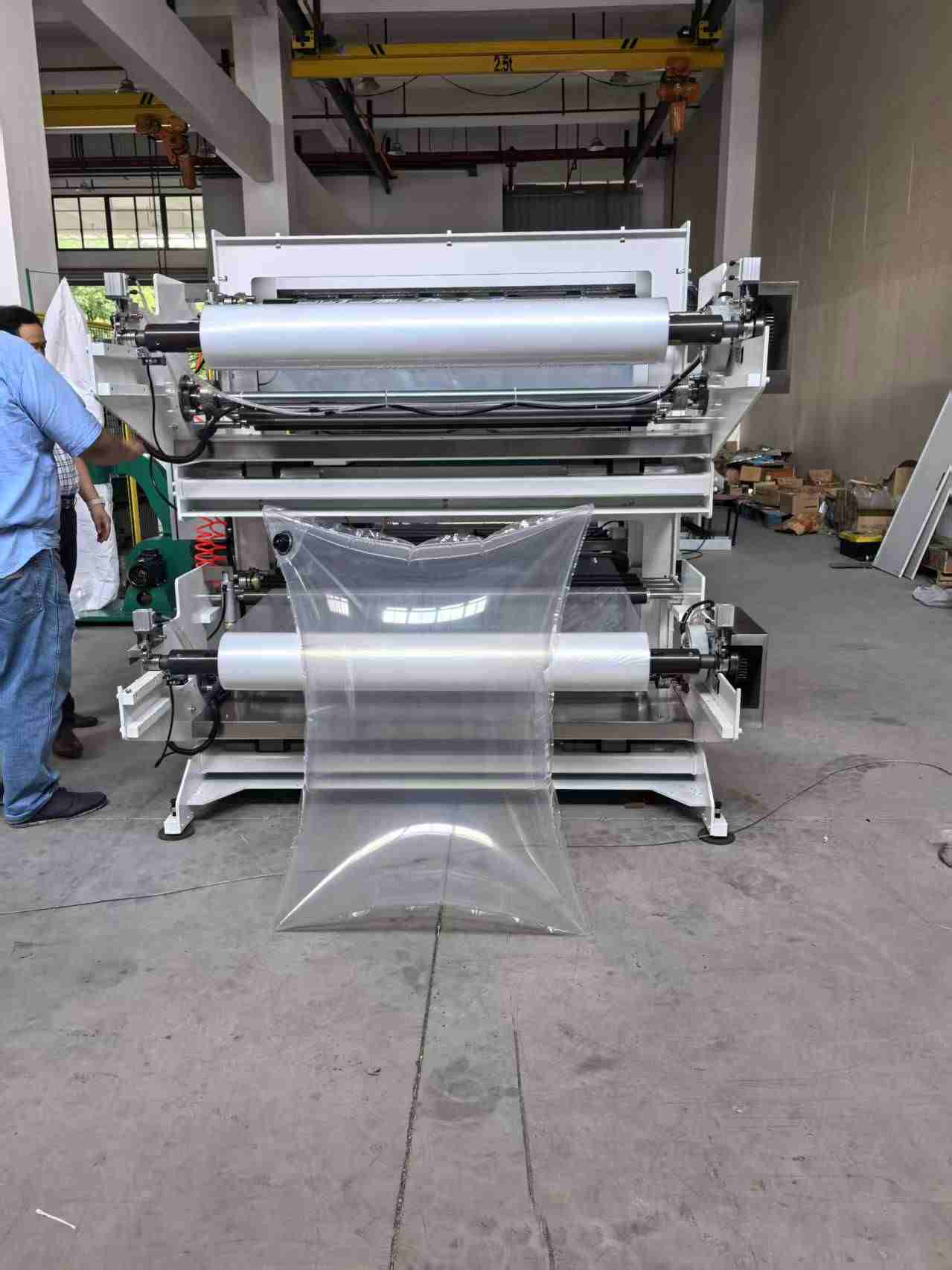 European customers came to our factory to inspect the air dunnage bag making machine